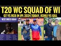 Rcb vs gt in ipl  west indies squad for t20 world cup