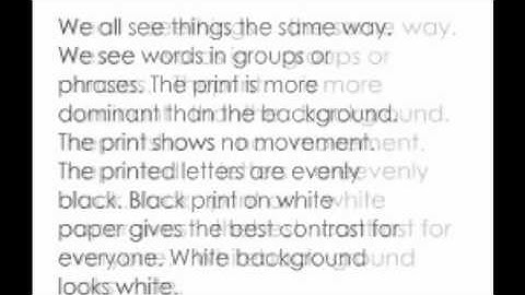 Meares-Irlen Syndrome / Visual Stress in Dyslexia - this is what it looks like