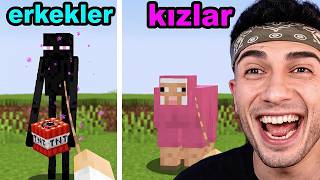 MİNECRAFT AMA KIZLAR vs ERKEKLER! (Tepki)