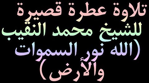 تلاوة عطرة قصيرة للشيخ محمد النقيب (الله نور السموات والأرض)