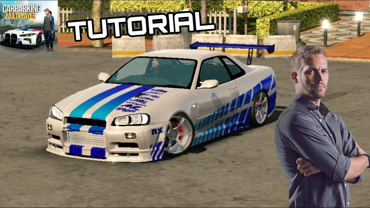 HOW TO MAKE NISSAN SKYLINE R34 BRIAN 2fast2furious - CAR PARKING