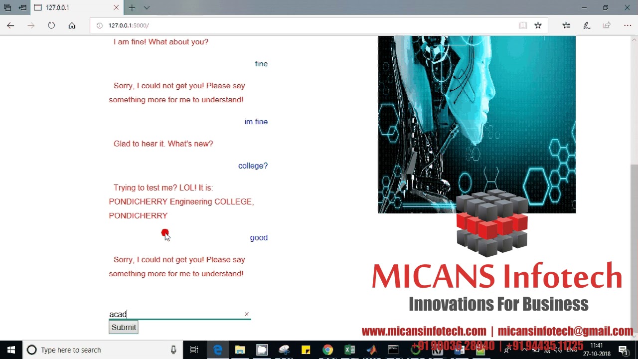 CHAT BOT USING ARTIFICIAL INTELLIGENCE PYTHON PROJECT - YouTube