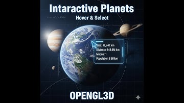 Solar System in OpenGL – Mouse Hover Detection, Info Popups & Planet Selection