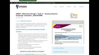 UNAD | Materials Design | Task 2 - Analog didactic language materials  ¡SOLUCIÓN!