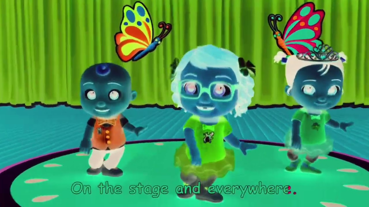 Cocomelon says dance like a ballerina, on the stage and everywhere. / Voice pitch effects