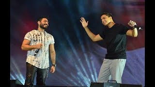 خالد منيب مع تامر حسني لايف في حفله || 2020