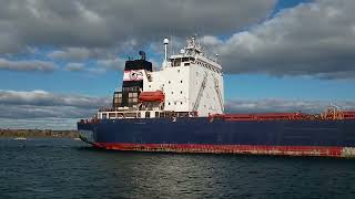 Algoma Guardian downbound at Rotary Island Park, Soo Michigan