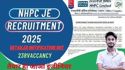 NHPC JE Recruitment 2025 | Electrical Mechanical Civil | Junior Engineer 