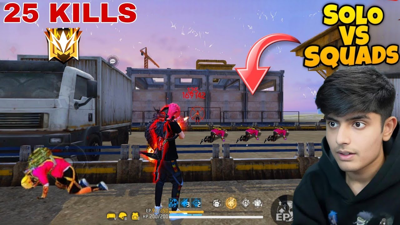 Free fire 🔥 25 Kills 😯 Solo Vs Squad 💪 Full Rush Gameplay 💫 #trending # ...