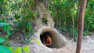 100Days Building Underground House with Swimming Pool And Decoration Underground Room