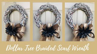 FALL  DOLLAR TREE $5 BRAIDED YARN SCARF WREATH DIY