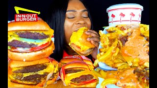 IN N OUT MUKBANG | CHEESE BURGER | ANIMAL STYLE FRIES EXTRA CHEESE  먹방 꿀벌 | ASMR EATING | ASMR FOOD