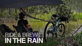 【RAINING Ride & Brew: Day CAMPING in the RAIN】Tarp,OutdoorCoffee,Storm,Surly,Relaxing,Bikepacking