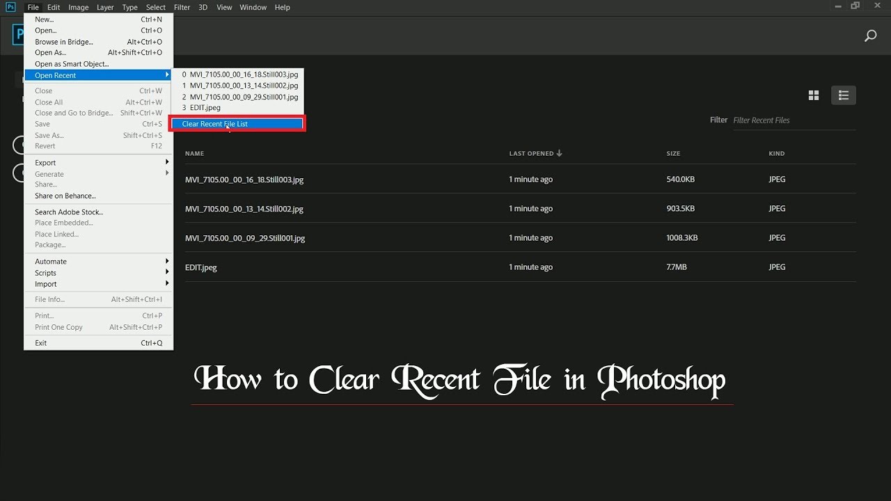 clear adobe recent file list