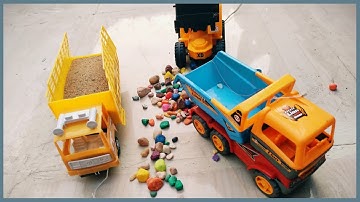 JCB Dozer Loading Stone in truck - Lazy JCB Dozer on Work | JCB video | kids video