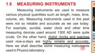 Physics  class 8 Chapter 1 topic Measuring instruments