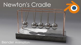 Newton's Cradle - Blender Simple Animation - Physics Simulation - Realistic materials screenshot 3