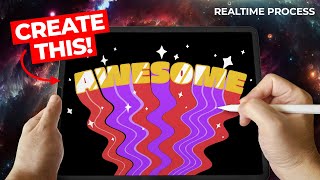 Wavy Retro 3D Perspective Lettering (Realtime Digital Lettering Tutorial)
