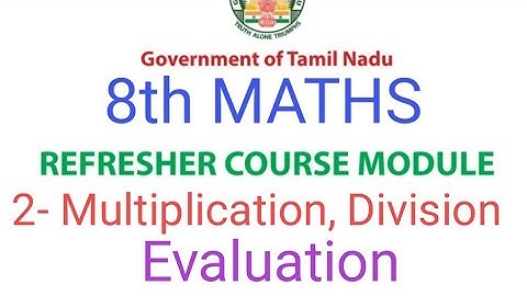 TN Class 8th Maths Refresher Course | Ln 2 Multiplication, Division of Integers | Evaluation Answers