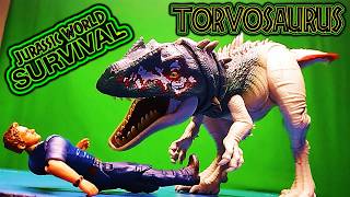 Mattel Jurassic World Survival Gigantic Thrashers torvosaurus toy review