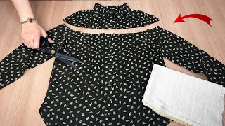 :  [DIY]An interesting ideaa super beautiful transformation|turn an old dress into a stylish shirt