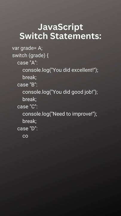 JavaScript Switch Statement Tutorial #shorts for beginners - YouTube