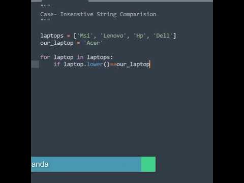 Case-insensitive String Comparison in Python #Shorts - YouTube