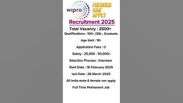Wipro Recruitment 2025 😱 | Wipro Hiring 2025 #shorts #wipro