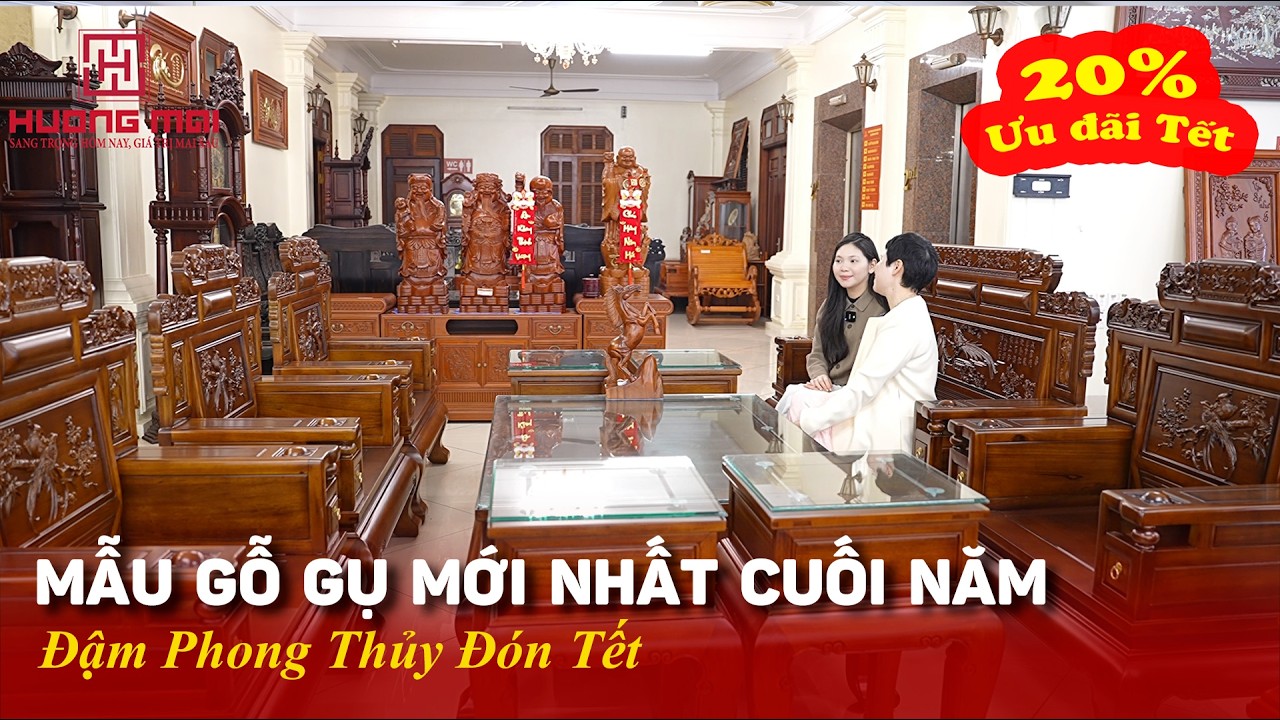 Bàn Ghế Trung Đường Uyên Ương Gỗ Gụ 12 Món Xuất Sắc Nhất Dịp Cuối Năm, Đậm Phong Thủy Đón Tết