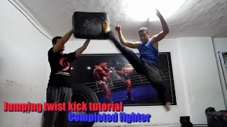 تعلم ركلة 180الخلفية الهوائية الخادعة ـ المقاتل المتكامل jumping twist kick tutorial kungfu