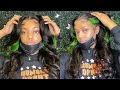 Green Skunk Strip Wig Install ☘️💚 | How to Install Frontal Wig 🔥