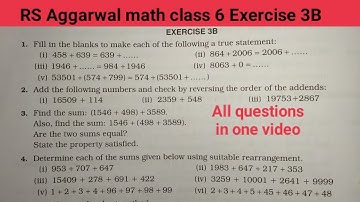 RS Aggarwal math class 6 exercise 3B solutions ।। Class 6 chapter 3B RS Aggarwal math