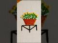 easy flower pot embroidery design tutorial for beginners. #shorts