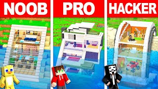 Noob vs Pro vs Hacker: UNDERWATER MODERN House Build Challenge (Minecraft)!