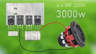 DIY Powerful Ultra Bass Amplifier 4 MosFet IRF3205F H Bridge , No IC , Simple Circuit