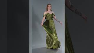 Fıstık Yeşili Kayık Yaka Ateş Pile Uzun Şifon Abiye Abu5283