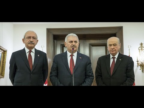 Başbakan Yıldırım, CHP Genel Başkanı Kılıçdaroğlu ve MHP Genel Başkanı Bahçeli ile açıklama yaptı
