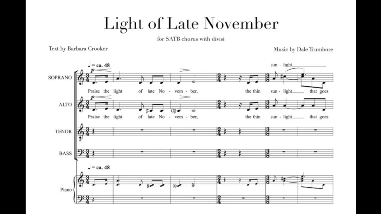 Light of Late November (SATB Chorus a cappella) | Dale Trumbore