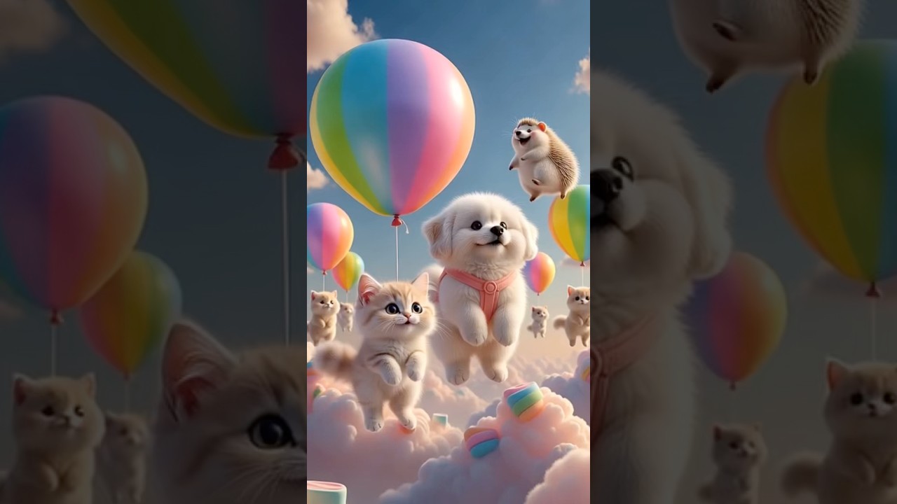 parachute The Cutest Adventure Ever 🐱🐶✨ | Tiny Cat & Big Dog Make Everyone Smile