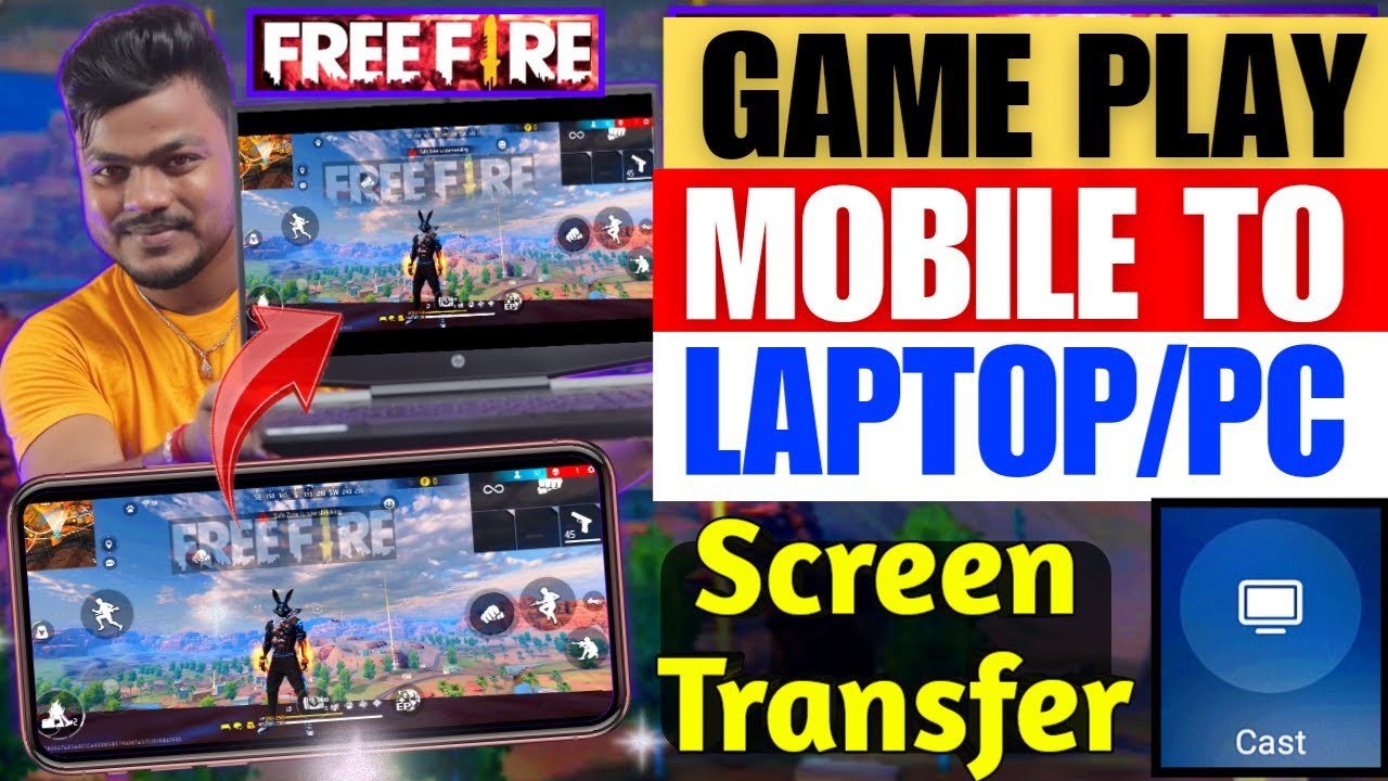 How to watch free fire mobile game play on laptop  Cast mobile screen on  laptop and play free fire 