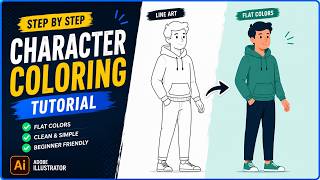🔴 LIVE Character Coloring in Adobe Illustrator | Flat Vector Coloring Tutorial | Step-by-Step