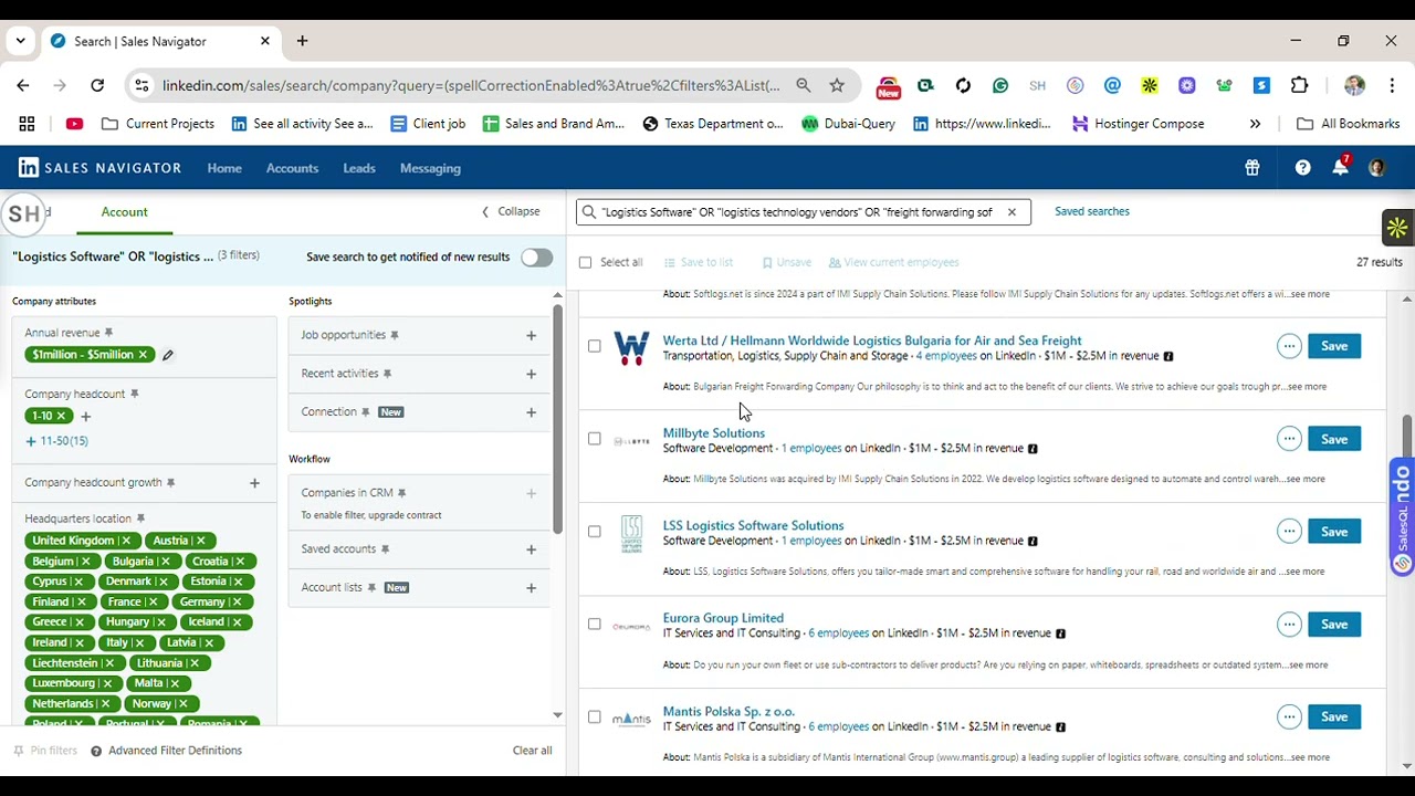 Sourcing Companies over LinkedIn Sales Navigator
