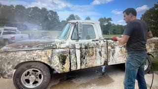 Driving out and cleanup up of the mudhole 1966 F250! Will it run part 2. Unbelievable before/after!