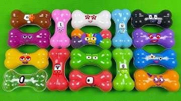 Numberblocks - Looking Clay With Alphablocks Bones Coloring! Satisfying Clay Video, ASMR