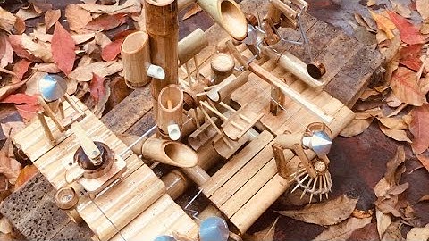 Tiểu cảnh ống tre / giới thiệu mẫu guồng nước dân tộc 4 người