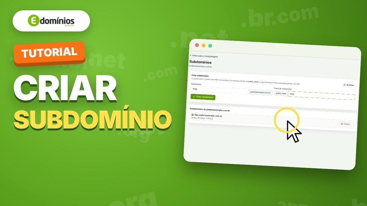 Vídeo: Criar subdomínios