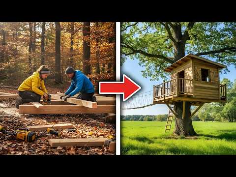 Adorables casitas de árbol de madera hechas con tarimas