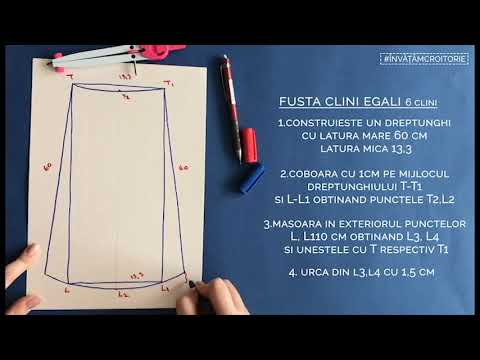 Tiparul de fusta clini egali - 6 clini - YouTube