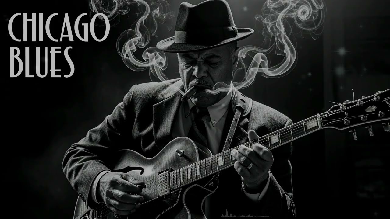Chicago Blues Slow Groove Offering Warm Guitar Rhythm and Deep Soul Urban Atmosphere