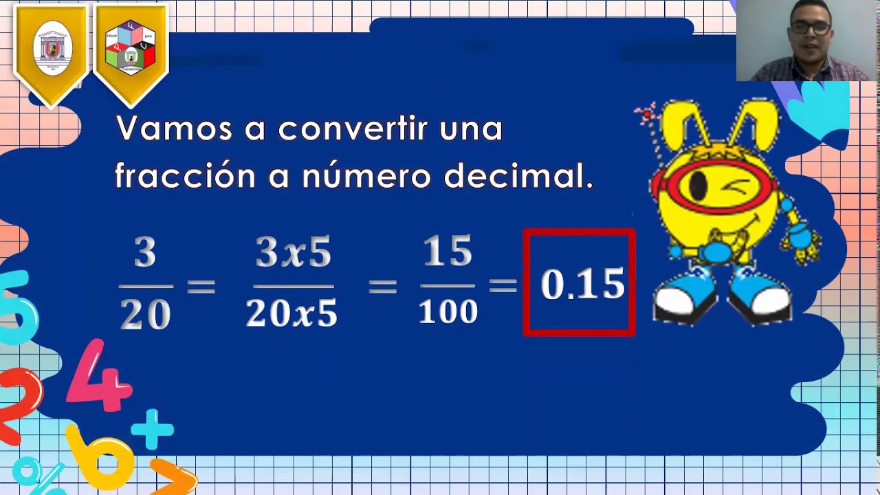 Convertir números decimales a fracciones y viceversa - YouTube